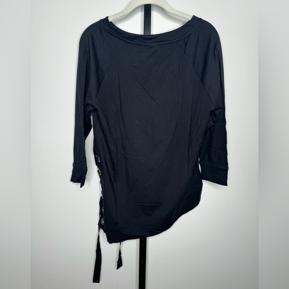 Nanette Lepore Black Asymmetrical 3/4 Sleeve Sweatshirt - Women's - Picture 2 of 5